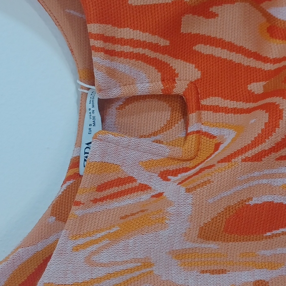 ZARA orange jacquard TOP ONLY Small NEW - Picture 5 of 7